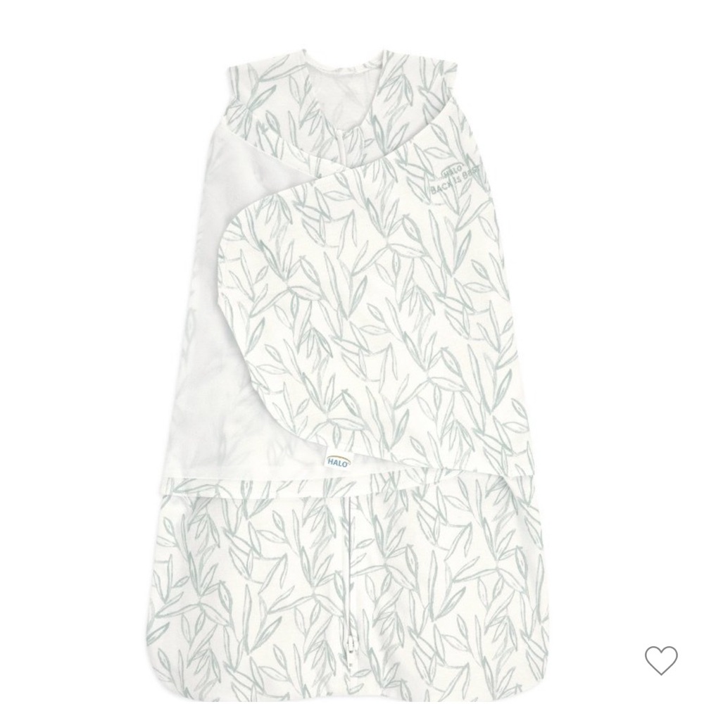 Halo Baby SleepSack with Leaf Design - White and Green